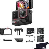 Insta360 Ace Pro 2 Dual Battery Xplorer Bundle with 256GB Card- 8K Waterproof Action Camera Co-Engineered with Leica, Flagship 1/1.3" Sensor, 8K30fps, 4K60fps, 2.5" Flip Screen, AI Noise Reduction